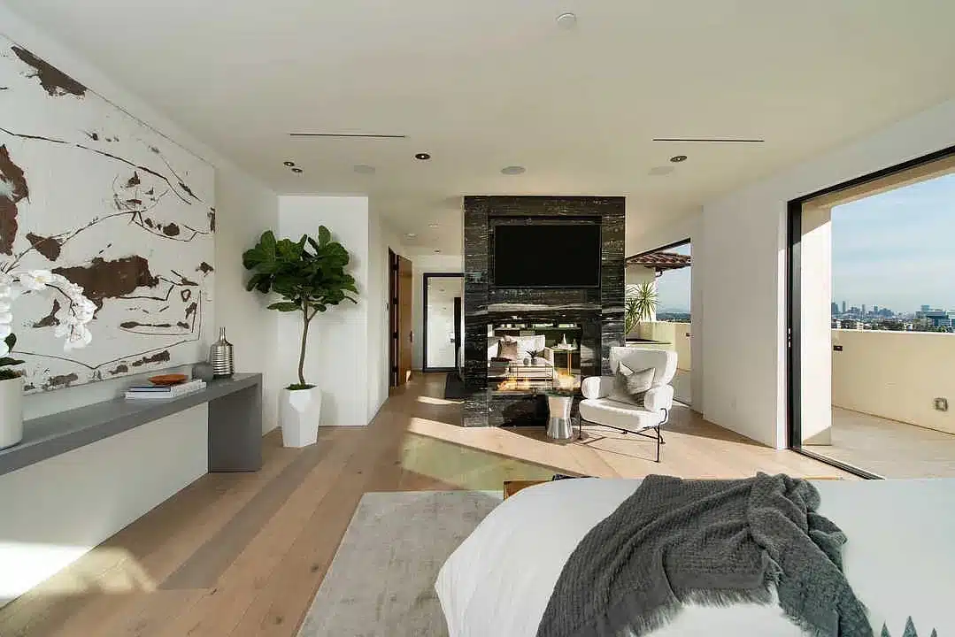 vine luxury bathroom view from bed
