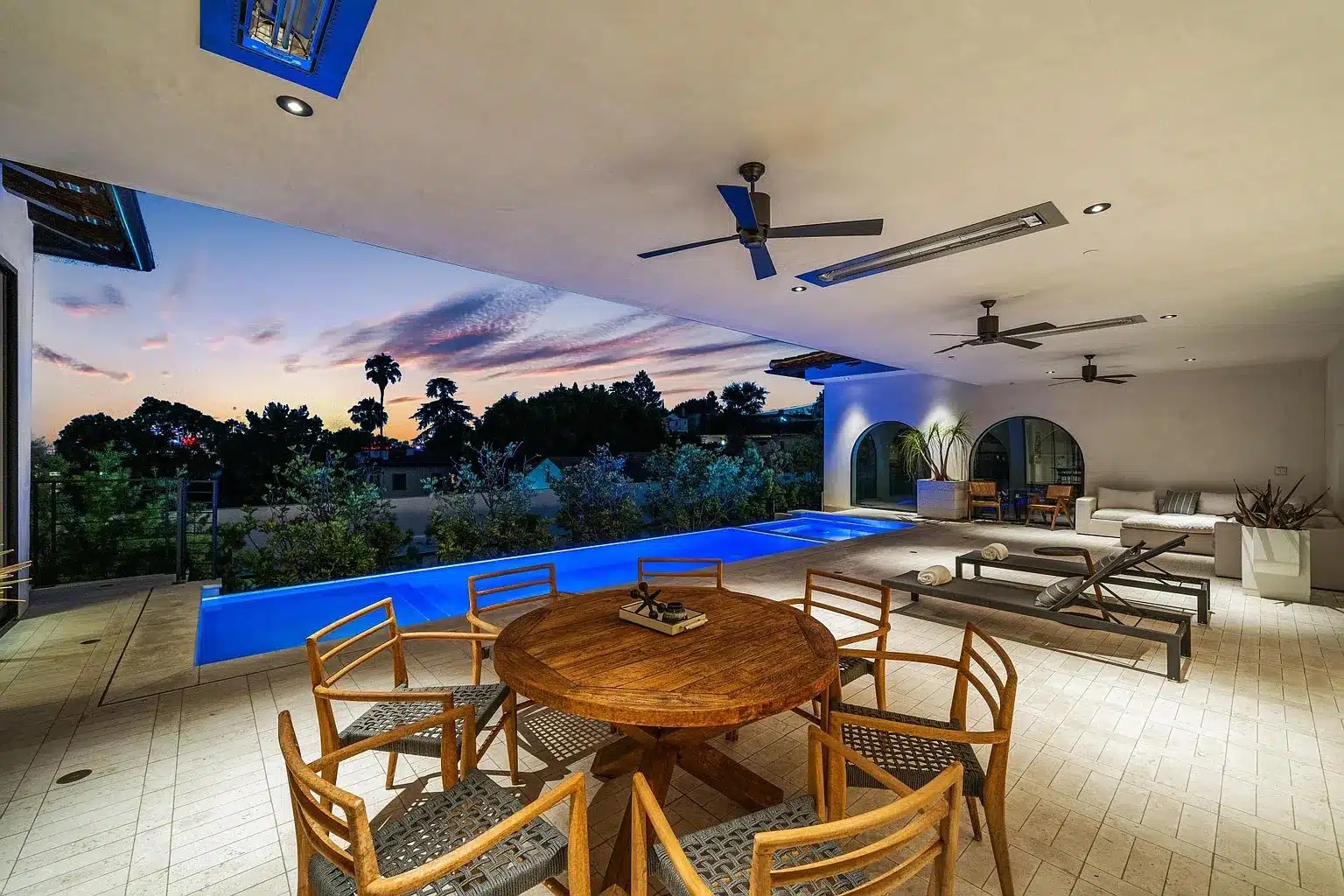 vine pool view with blue lights